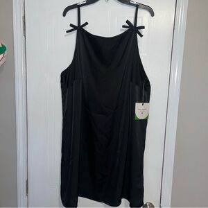 Kate Spade New York 90s Black Mini Shift Sleeveless Dress with Bow Detail